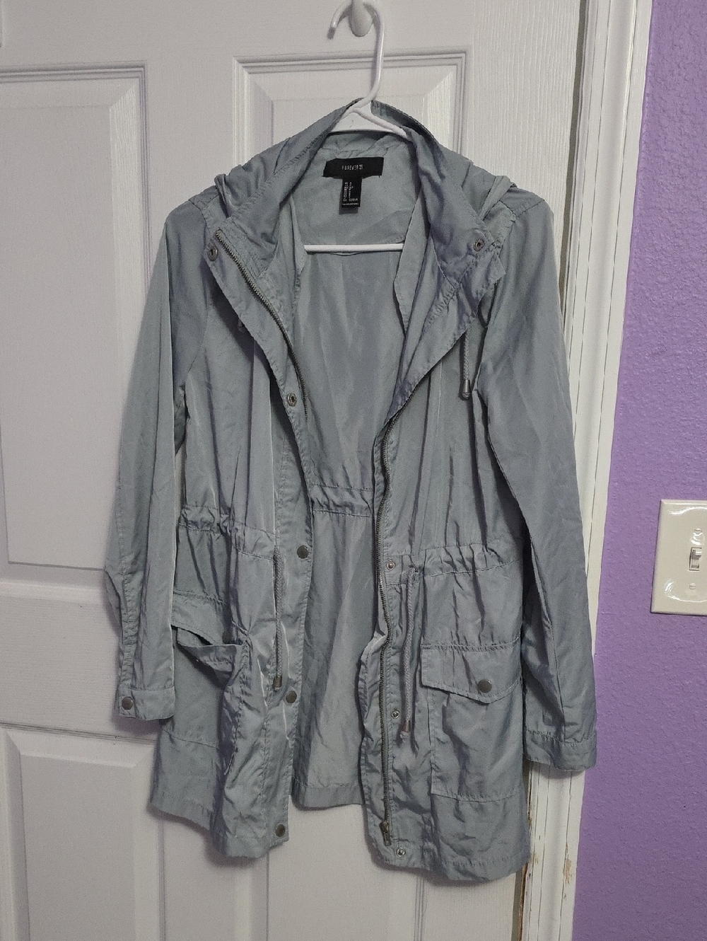 Forever 21 Light Gray Utility Hooded Jacket